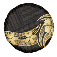 Gold Black Polynesia Hibiscus Plumeria Tattoo Spare Tire Cover LT14 - Polynesian Pride