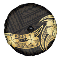 Gold Black Polynesia Hibiscus Plumeria Tattoo Spare Tire Cover LT14 - Polynesian Pride
