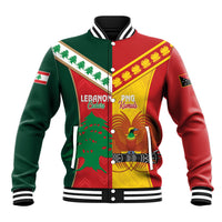 Custom Rugby Papua New Guinea and Lebanon Baseball Jacket PNG Kumuls Cedars Together LT14 Unisex Multicolor - Polynesian Pride