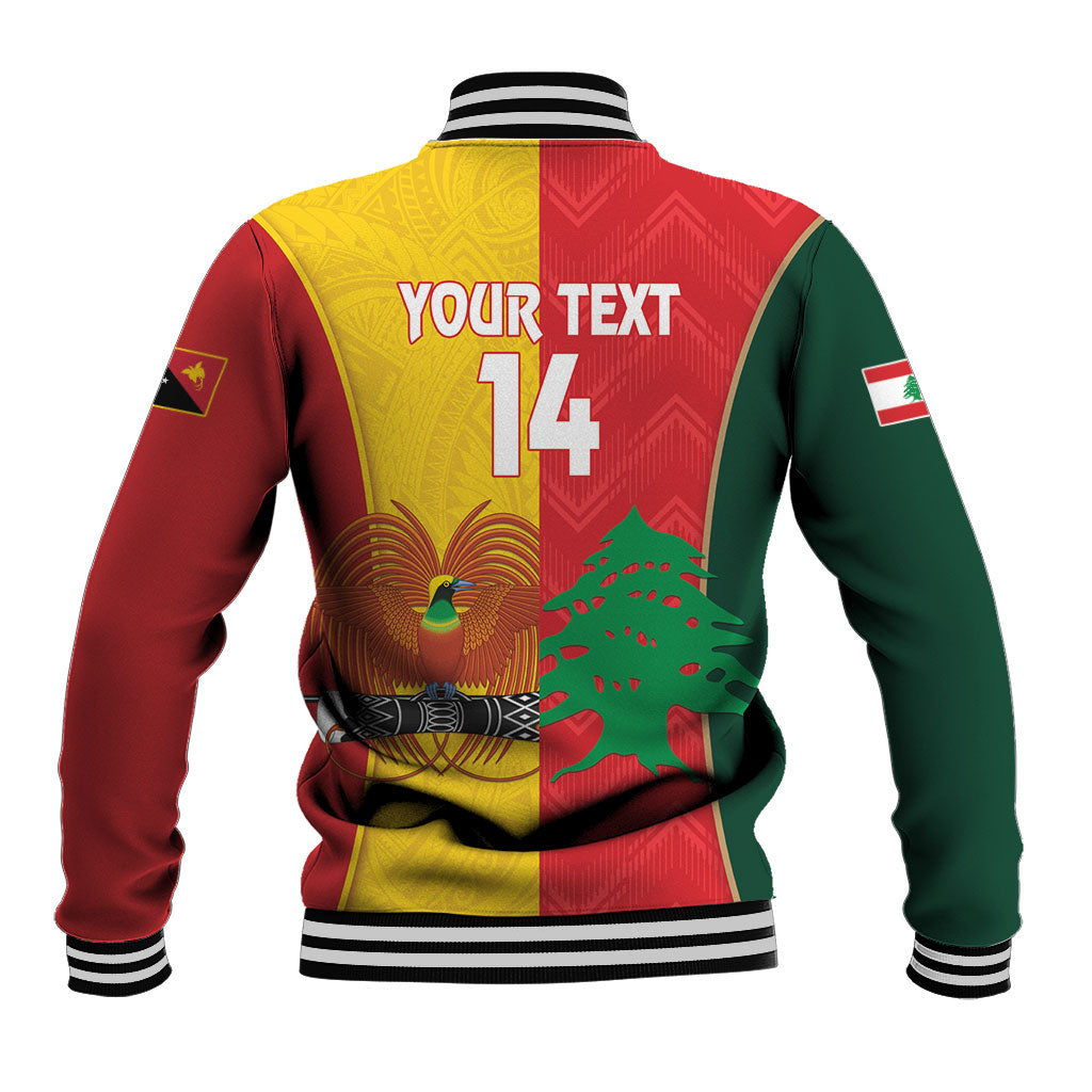 Custom Rugby Papua New Guinea and Lebanon Baseball Jacket PNG Kumuls Cedars Together LT14 - Polynesian Pride