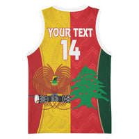Custom Rugby Papua New Guinea and Lebanon Basketball Jersey PNG Kumuls Cedars Together LT14 - Polynesian Pride