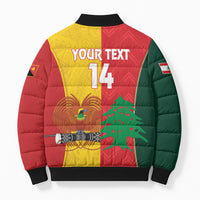 Custom Rugby Papua New Guinea and Lebanon Bomber Puffer Jacket PNG Kumuls Cedars Together LT14 - Polynesian Pride