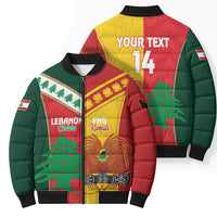 Custom Rugby Papua New Guinea and Lebanon Bomber Puffer Jacket PNG Kumuls Cedars Together LT14 - Polynesian Pride