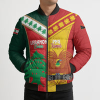 Custom Rugby Papua New Guinea and Lebanon Bomber Puffer Jacket PNG Kumuls Cedars Together LT14 - Polynesian Pride