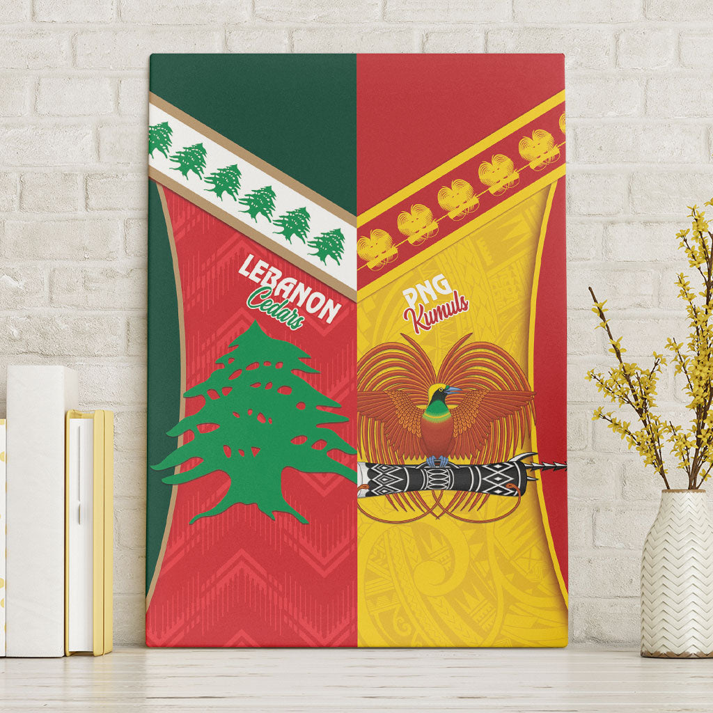 Rugby Papua New Guinea and Lebanon Canvas Wall Art PNG Kumuls Cedars Together LT14 Without Frame Multicolor - Polynesian Pride