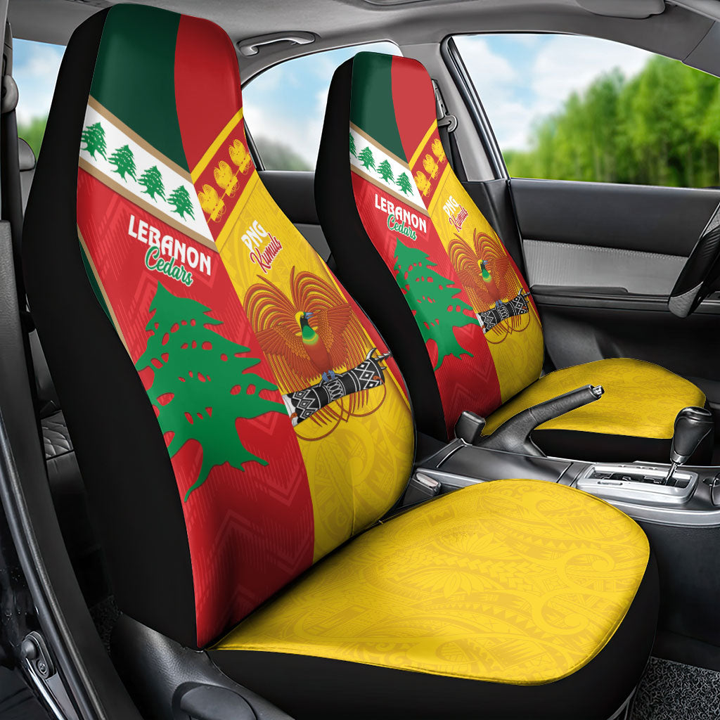 Rugby Papua New Guinea and Lebanon Car Seat Cover PNG Kumuls Cedars Together LT14 - Polynesian Pride