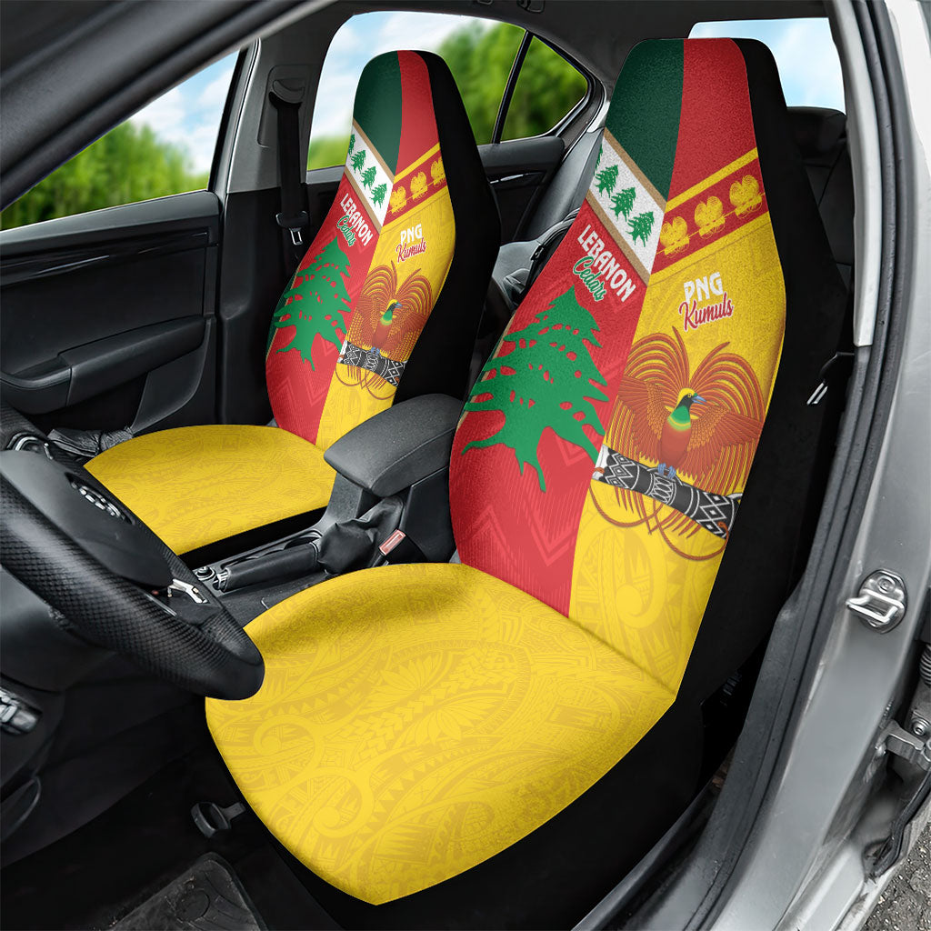 Rugby Papua New Guinea and Lebanon Car Seat Cover PNG Kumuls Cedars Together LT14 - Polynesian Pride