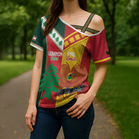 Custom Rugby Papua New Guinea and Lebanon Cross Shoulder Shirt PNG Kumuls Cedars Together LT14 - Polynesian Pride