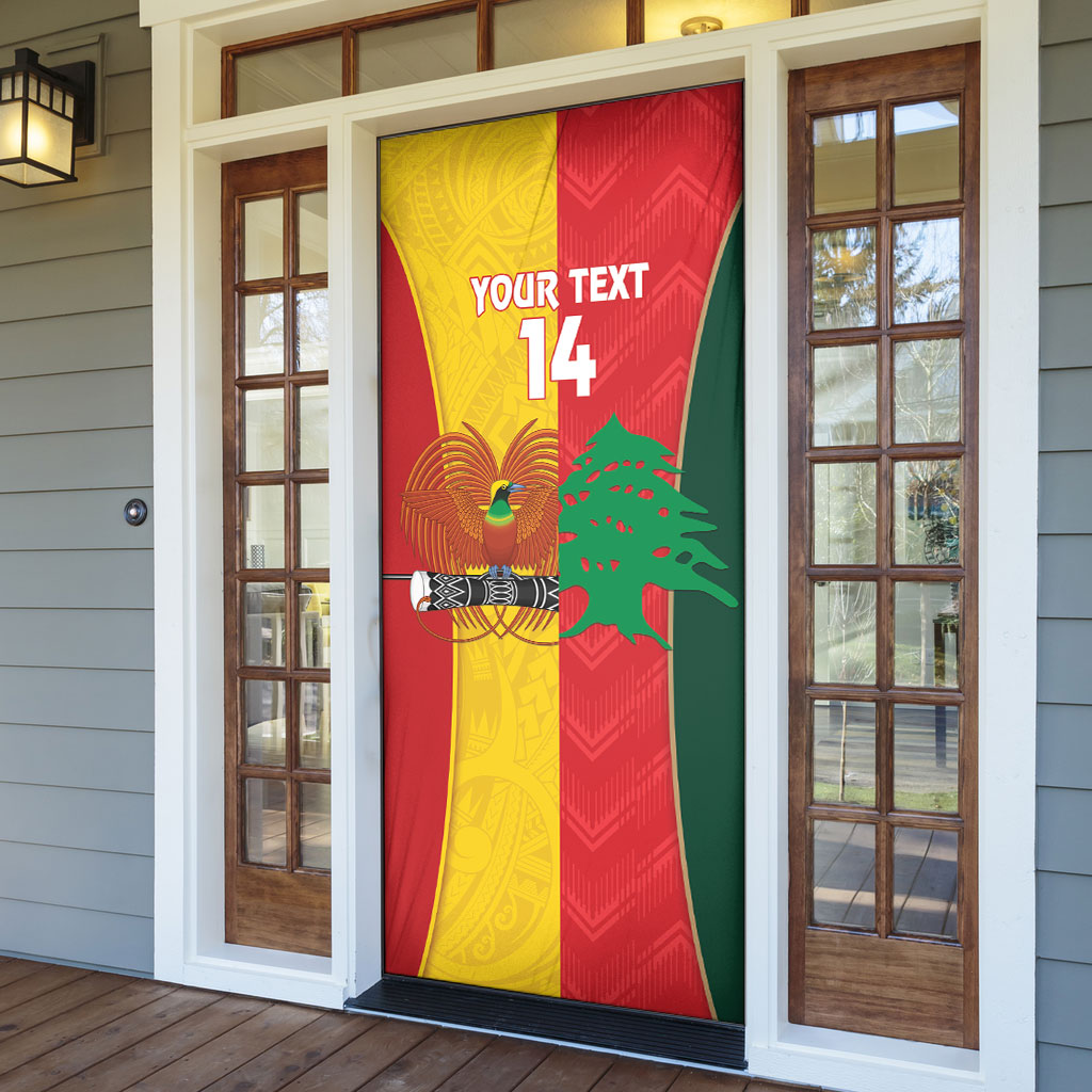 Custom Rugby Papua New Guinea and Lebanon Door Cover PNG Kumuls Cedars Together LT14 - Polynesian Pride