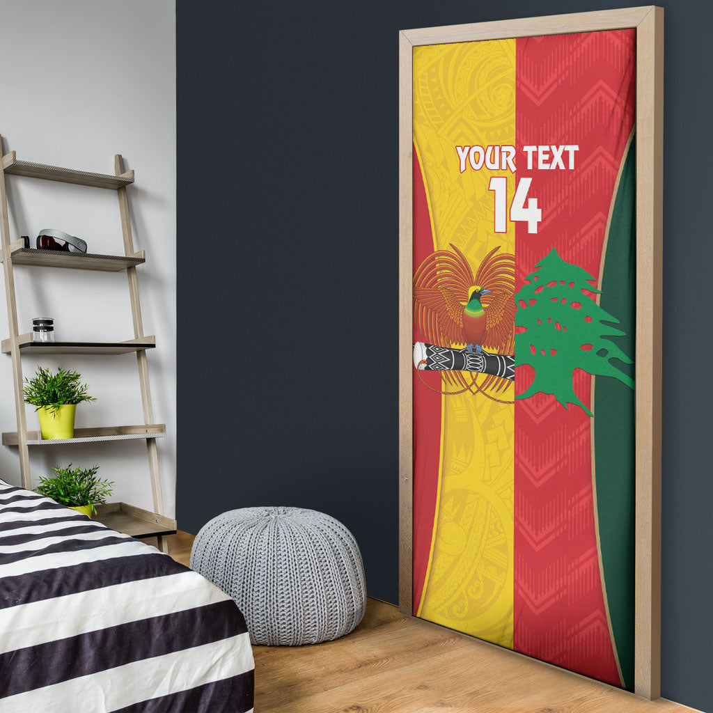 Custom Rugby Papua New Guinea and Lebanon Door Cover PNG Kumuls Cedars Together LT14 - Polynesian Pride