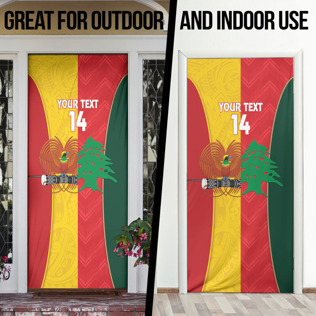 Custom Rugby Papua New Guinea and Lebanon Door Cover PNG Kumuls Cedars Together LT14 - Polynesian Pride