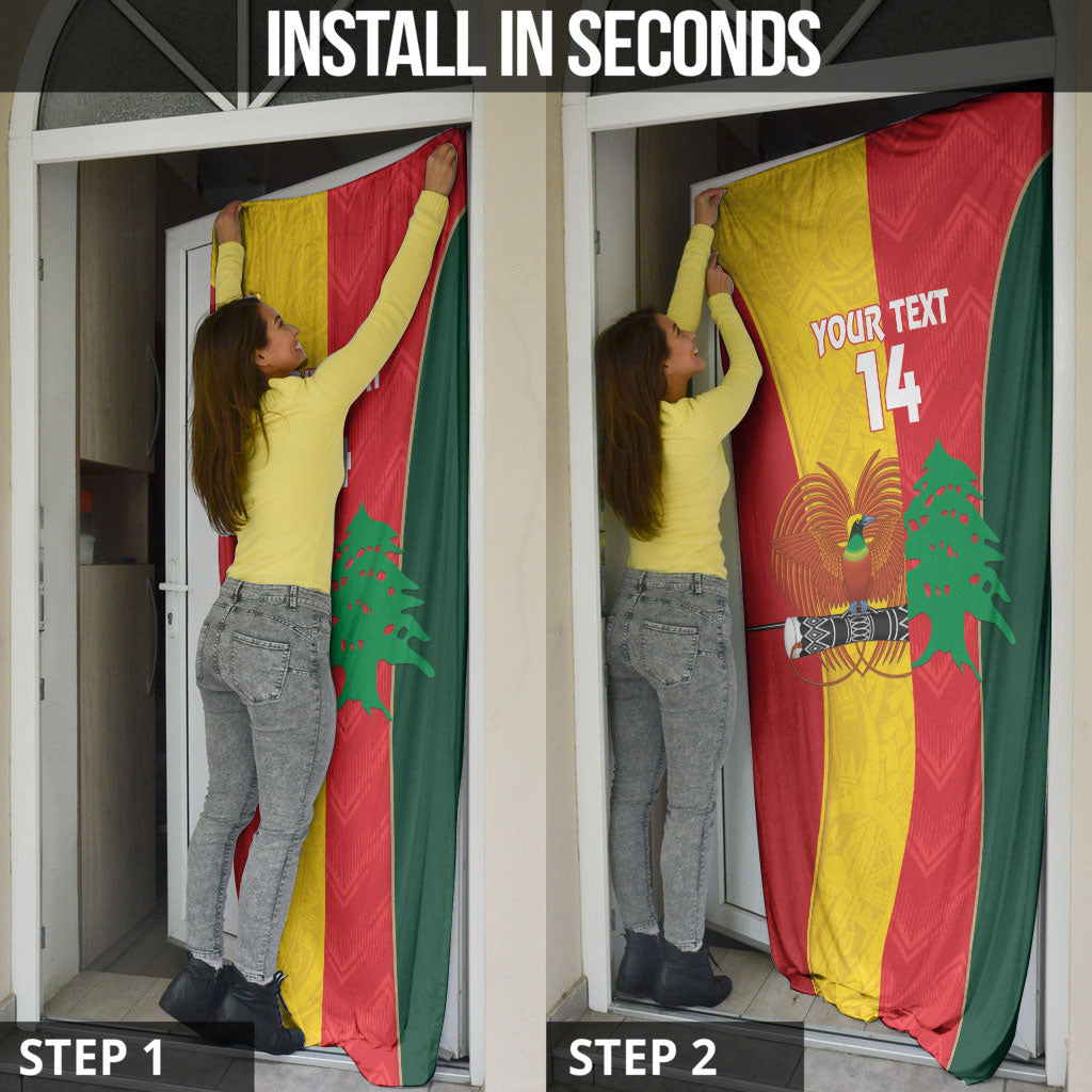 Custom Rugby Papua New Guinea and Lebanon Door Cover PNG Kumuls Cedars Together LT14 - Polynesian Pride