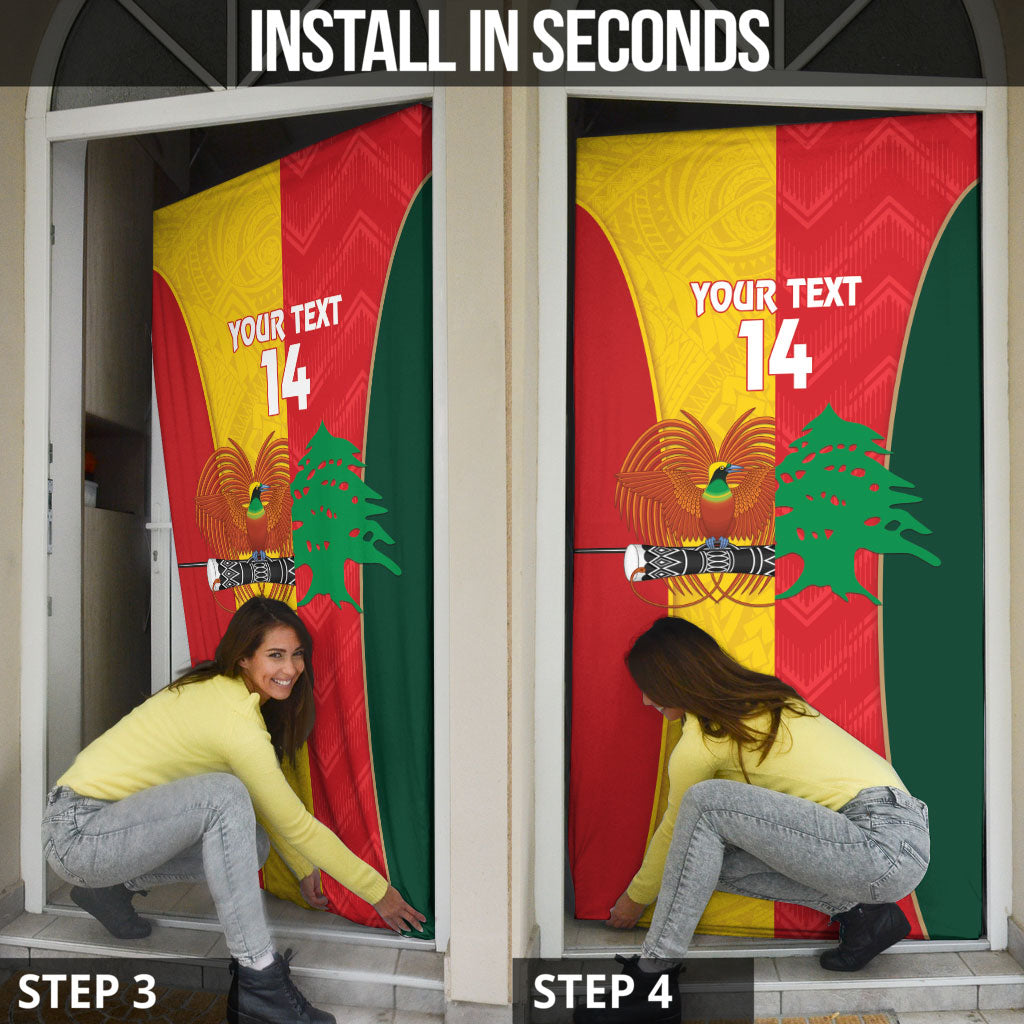 Custom Rugby Papua New Guinea and Lebanon Door Cover PNG Kumuls Cedars Together LT14 - Polynesian Pride
