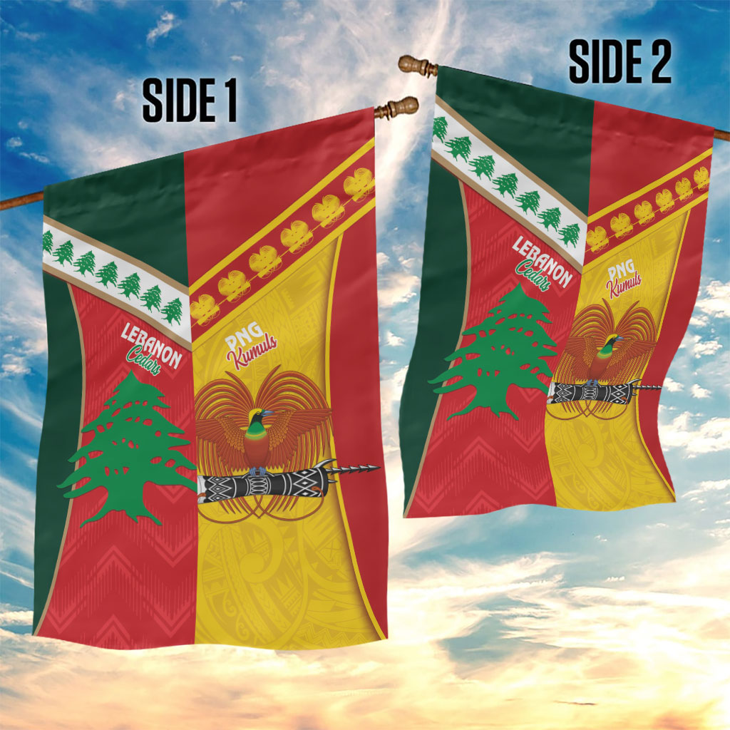 Rugby Papua New Guinea and Lebanon Garden Flag PNG Kumuls Cedars Together LT14 - Polynesian Pride
