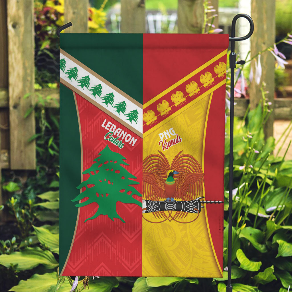 Rugby Papua New Guinea and Lebanon Garden Flag PNG Kumuls Cedars Together LT14 Garden Flag Multicolor - Polynesian Pride