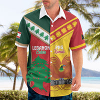 Custom Rugby Papua New Guinea and Lebanon Hawaiian Shirt PNG Kumuls Cedars Together LT14 - Polynesian Pride