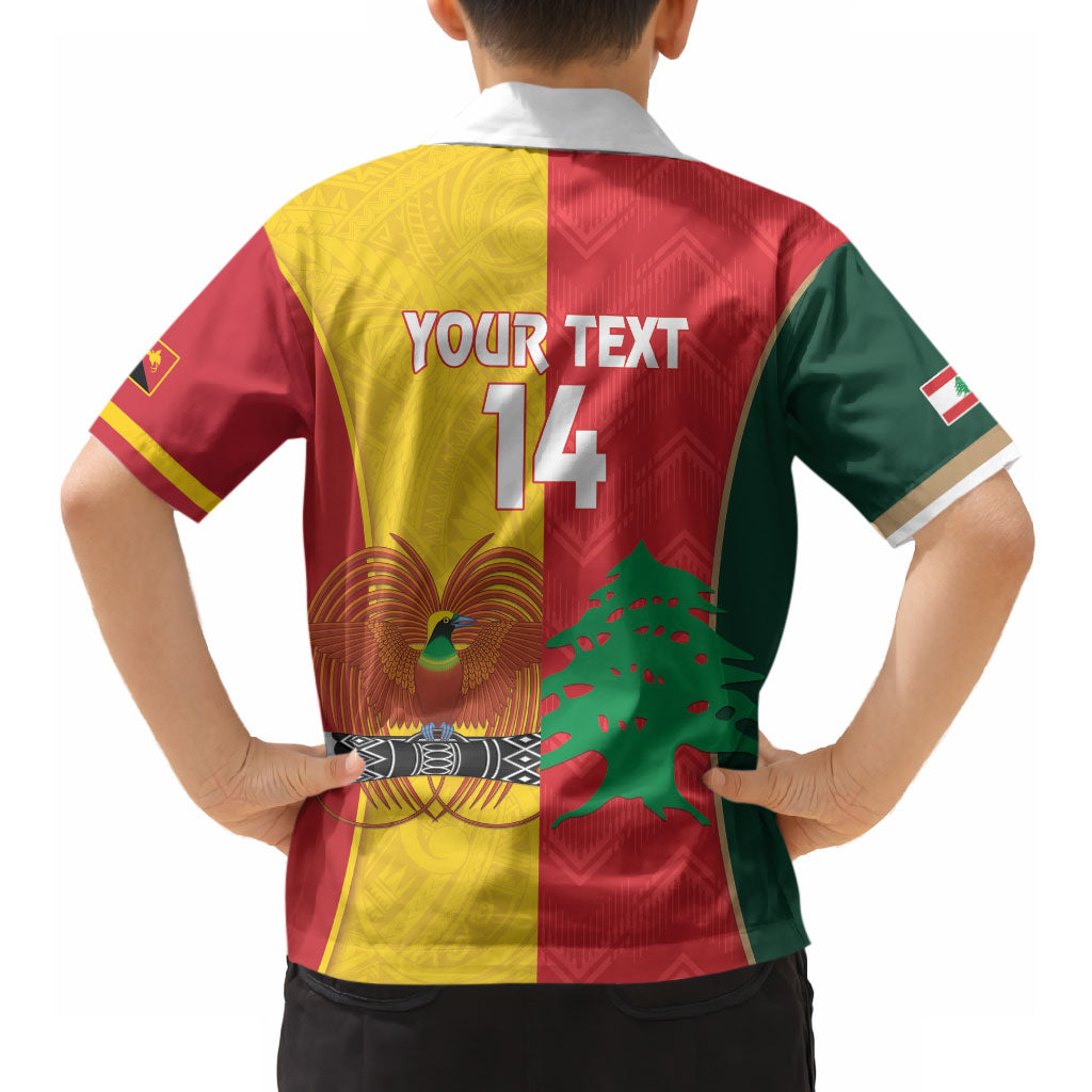 Custom Rugby Papua New Guinea and Lebanon Hawaiian Shirt PNG Kumuls Cedars Together LT14 - Polynesian Pride