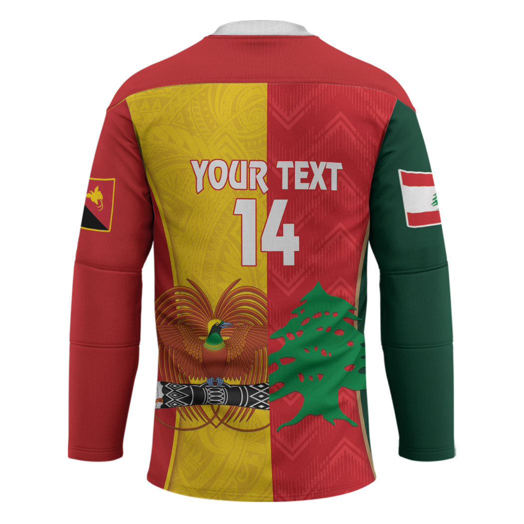 Custom Rugby Papua New Guinea and Lebanon Hockey Jersey PNG Kumuls Cedars Together LT14 - Polynesian Pride