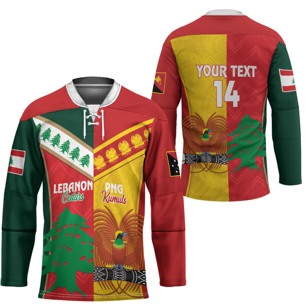 Custom Rugby Papua New Guinea and Lebanon Hockey Jersey PNG Kumuls Cedars Together LT14 - Polynesian Pride
