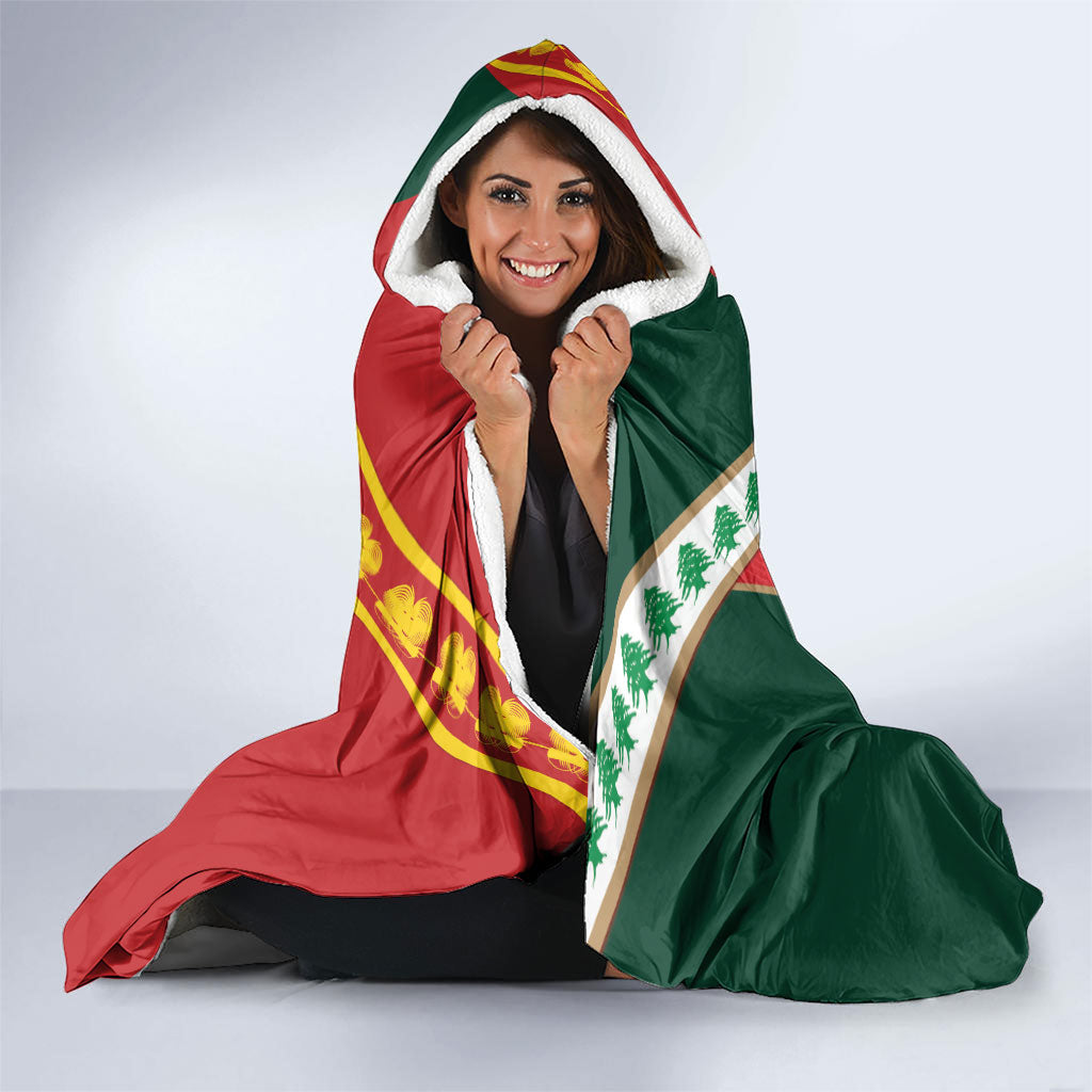 Rugby Papua New Guinea and Lebanon Hooded Blanket PNG Kumuls Cedars Together LT14 - Polynesian Pride