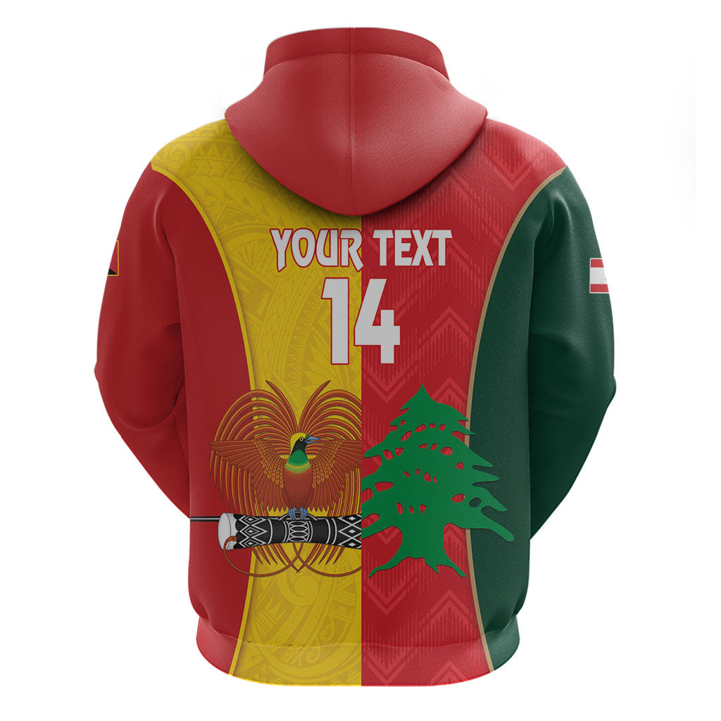 Custom Rugby Papua New Guinea and Lebanon Hoodie PNG Kumuls Cedars Together LT14 - Polynesian Pride