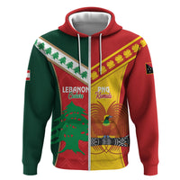 Custom Rugby Papua New Guinea and Lebanon Hoodie PNG Kumuls Cedars Together LT14 Zip Hoodie Multicolor - Polynesian Pride