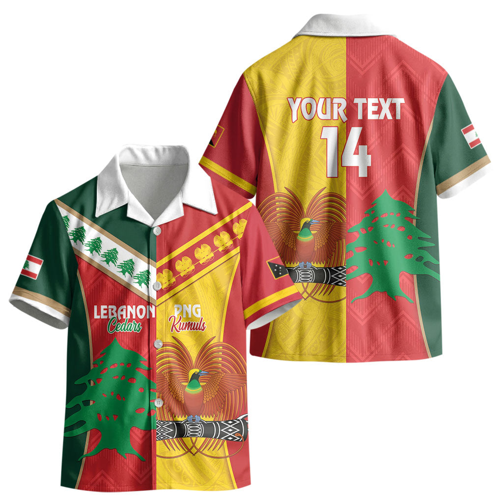 Custom Rugby Papua New Guinea and Lebanon Kid Hawaiian Shirt PNG Kumuls Cedars Together LT14 - Polynesian Pride
