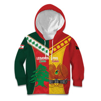 Custom Rugby Papua New Guinea and Lebanon Kid Hoodie PNG Kumuls Cedars Together LT14 Hoodie Multicolor - Polynesian Pride