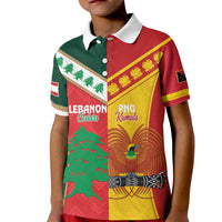 Custom Rugby Papua New Guinea and Lebanon Kid Polo Shirt PNG Kumuls Cedars Together LT14 Kid Multicolor - Polynesian Pride