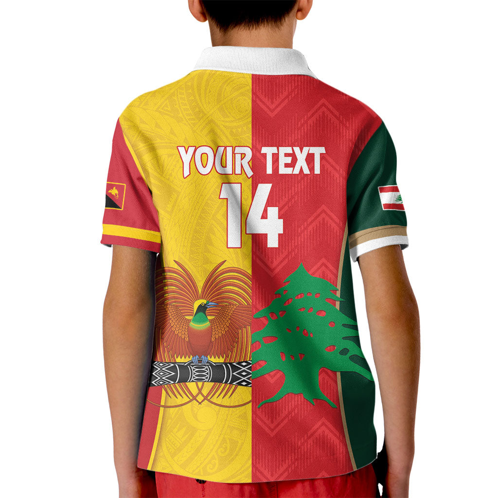 Custom Rugby Papua New Guinea and Lebanon Kid Polo Shirt PNG Kumuls Cedars Together LT14 - Polynesian Pride