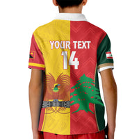 Custom Rugby Papua New Guinea and Lebanon Kid Polo Shirt PNG Kumuls Cedars Together LT14 - Polynesian Pride