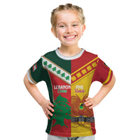 Custom Rugby Papua New Guinea and Lebanon Kid T Shirt PNG Kumuls Cedars Together LT14 Multicolor - Polynesian Pride