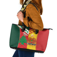 Rugby Papua New Guinea and Lebanon Leather Tote Bag PNG Kumuls Cedars Together LT14 Multicolor - Polynesian Pride