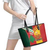 Rugby Papua New Guinea and Lebanon Leather Tote Bag PNG Kumuls Cedars Together LT14 - Polynesian Pride