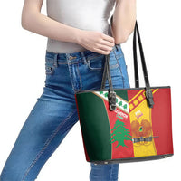 Rugby Papua New Guinea and Lebanon Leather Tote Bag PNG Kumuls Cedars Together LT14 - Polynesian Pride