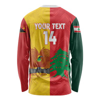 Custom Rugby Papua New Guinea and Lebanon Long Sleeve Shirt PNG Kumuls Cedars Together LT14 - Polynesian Pride
