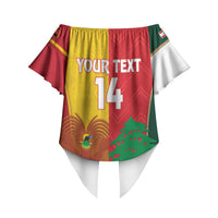Custom Rugby Papua New Guinea and Lebanon Off Shoulder Wrap Waist Top PNG Kumuls Cedars Together LT14 - Polynesian Pride