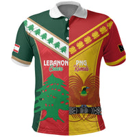 Custom Rugby Papua New Guinea and Lebanon Polo Shirt PNG Kumuls Cedars Together LT14 Multicolor - Polynesian Pride