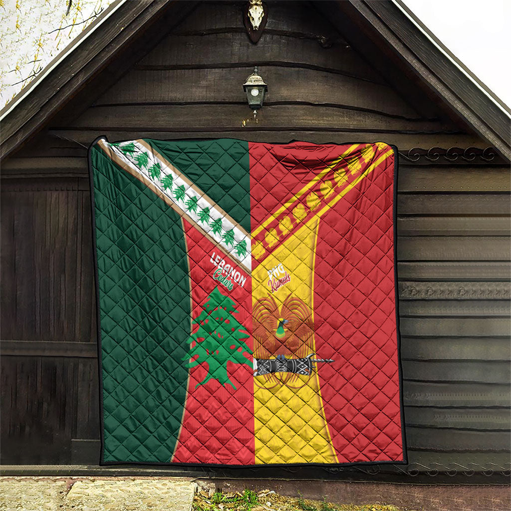 Rugby Papua New Guinea and Lebanon Quilt PNG Kumuls Cedars Together