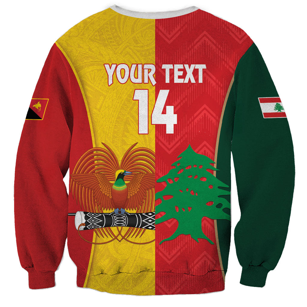 Custom Rugby Papua New Guinea and Lebanon Sweatshirt PNG Kumuls Cedars Together LT14 - Polynesian Pride