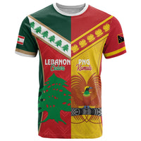 Custom Rugby Papua New Guinea and Lebanon T Shirt PNG Kumuls Cedars Together LT14 Multicolor - Polynesian Pride