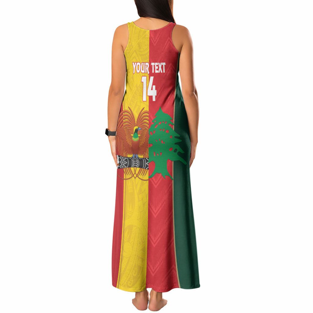 Custom Rugby Papua New Guinea and Lebanon Tank Maxi Dress PNG Kumuls Cedars Together LT14 - Polynesian Pride