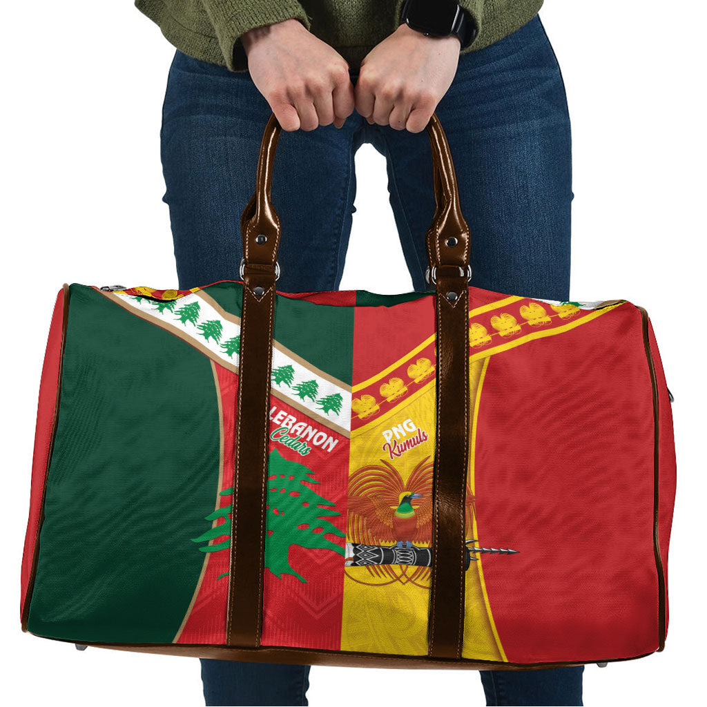 Rugby Papua New Guinea and Lebanon Travel Bag PNG Kumuls Cedars Together LT14 Multicolor - Polynesian Pride
