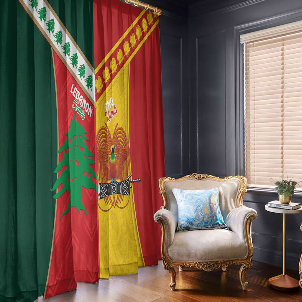 Rugby Papua New Guinea and Lebanon Window Curtain PNG Kumuls Cedars Together