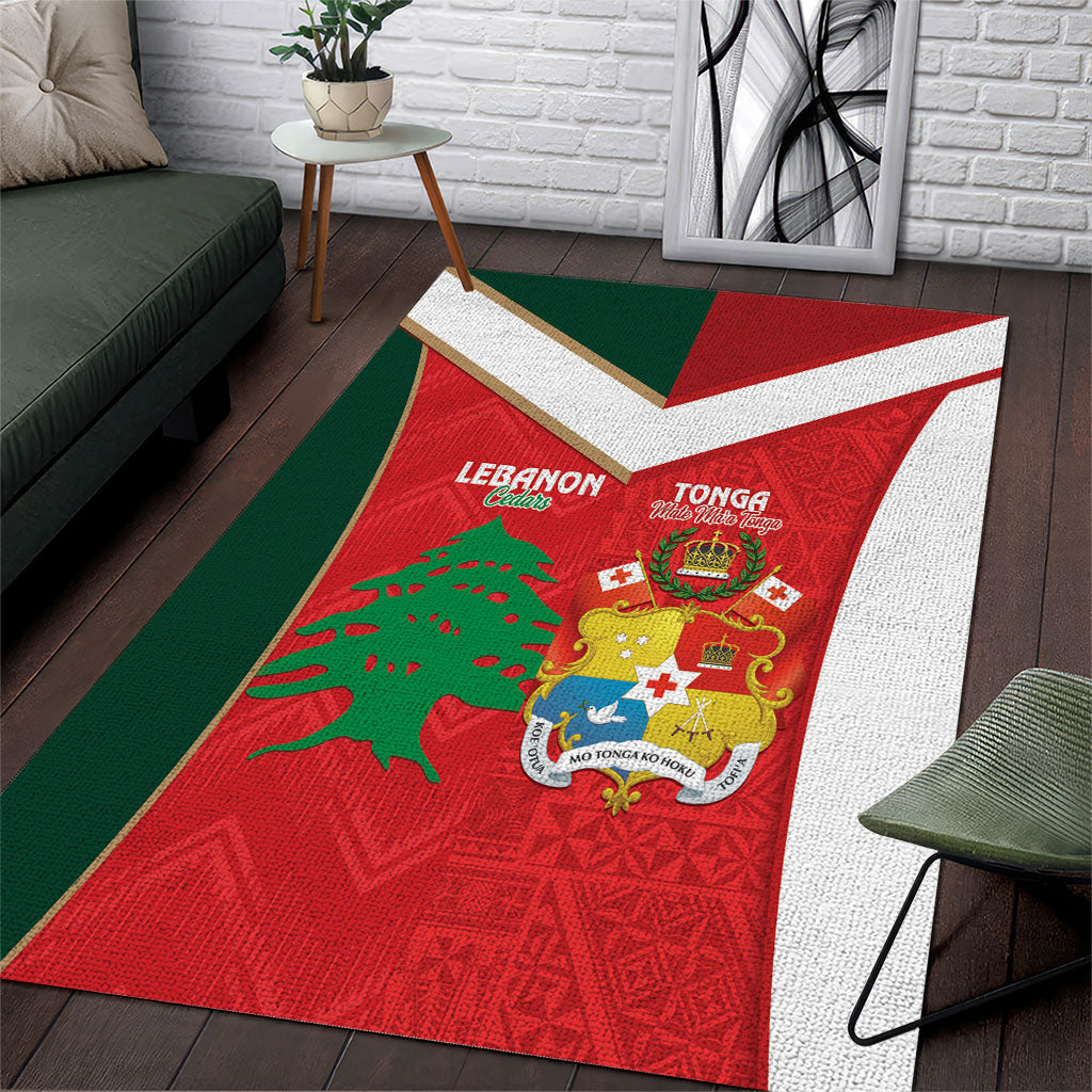 Rugby Tonga and Lebanon Area Rug Mate Maa Tonga Cedars Together LT14 Multicolor - Polynesian Pride