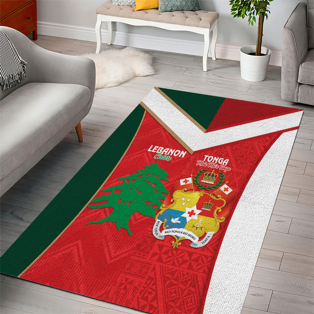 Rugby Tonga and Lebanon Area Rug Mate Maa Tonga Cedars Together LT14 - Polynesian Pride