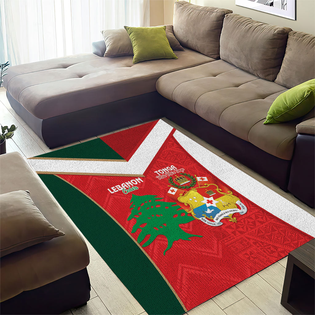 Rugby Tonga and Lebanon Area Rug Mate Maa Tonga Cedars Together LT14 - Polynesian Pride