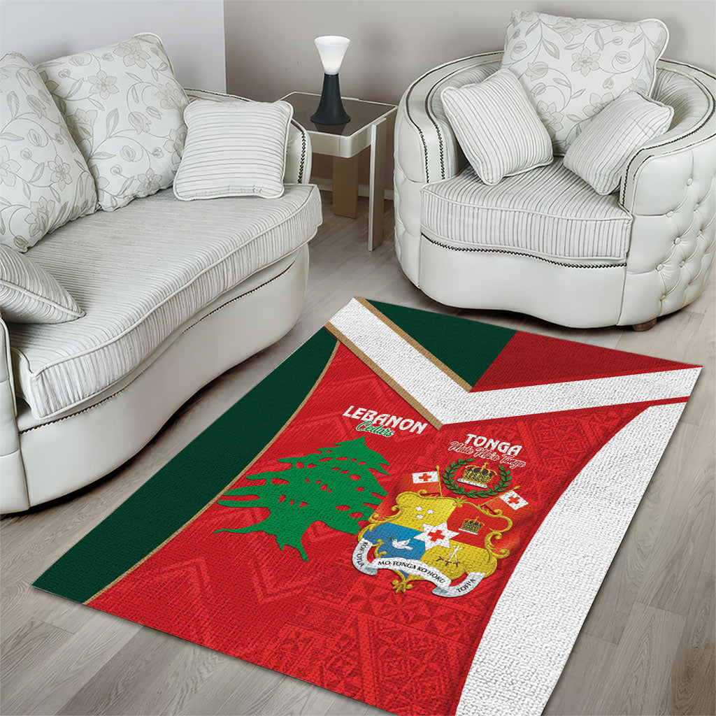 Rugby Tonga and Lebanon Area Rug Mate Maa Tonga Cedars Together LT14 - Polynesian Pride