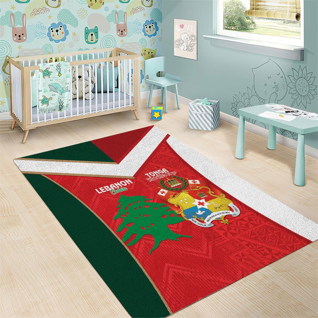 Rugby Tonga and Lebanon Area Rug Mate Maa Tonga Cedars Together LT14 - Polynesian Pride