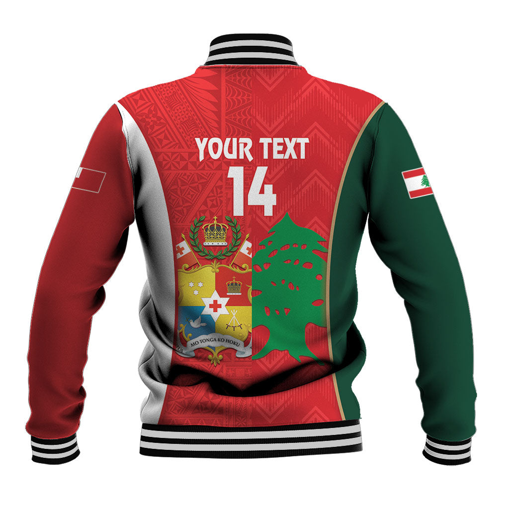 Custom Rugby Tonga and Lebanon Baseball Jacket Mate Maa Tonga Cedars Together LT14 - Polynesian Pride